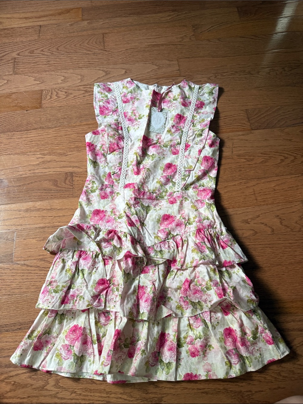 TCEC Pink Floral Ruffle Tier Dress